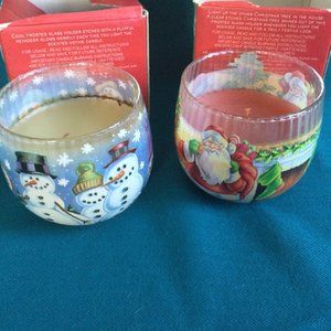 Avon Christmas Pair of Candles Scented Peppermint Holiday Greens 2000